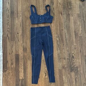 High-Rise Navy Leggings with Matching Crop Sports Bra